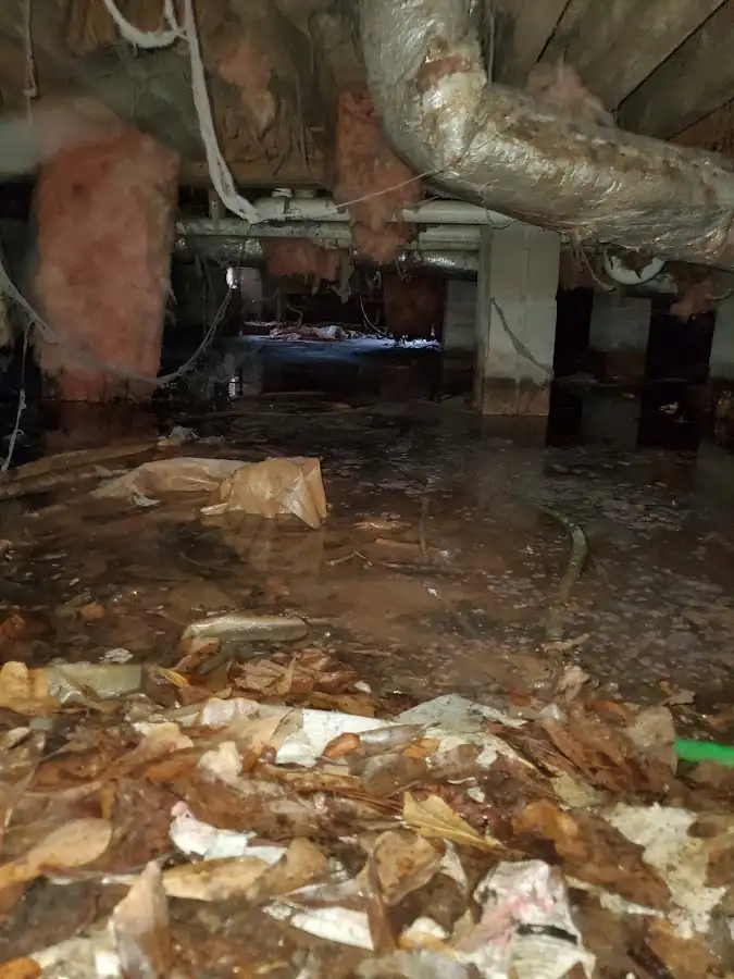 Crawl space flood assessment for Commercial Water Damage Restoration in Robeson